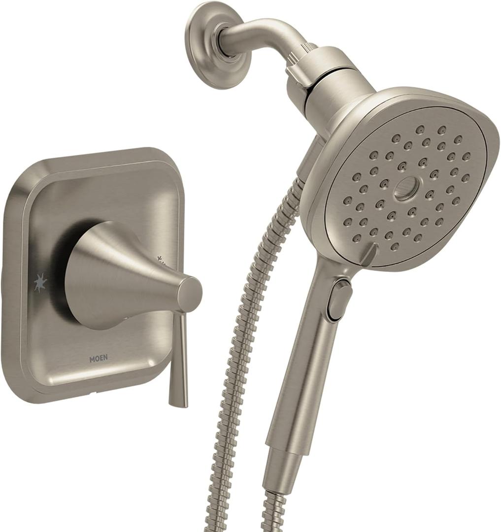 Moen Ronan Spot Resist Brushed Nickel Single-Handle Modern Shower Faucet with Square Handheld Rain Shower Spray Head Featuring Magnetix, Valve Included, 82023SRN