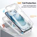 RIASOLIN for iPhone 15 Plus Case with Invisible Magnetic Stand, Compatible with Mag-Safe Translucent Matte with Built-in Screen Protector, Shockproof Protective Phone Case for Women Men, Black