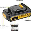 LONG FIT Replace for DEWALT 20V MAX Battery Pack, 3.0-Ah, 2-Pack, Compatible with Dewalt DCB200 DCD DCF DCG Series Cordless Power Tools