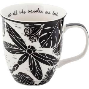 Karma Gifts 16 oz Black and White Boho Mug Dragonfly - Cute Coffee and Tea Mug - Ceramic Coffee Mugs for Women and Men (14 Ounces)