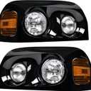 Avsty Headlights Assembly for Freightliner Century 2004 2005 2006 2007 2008 2009 2010 2011 2012 2013 2014 2015 Headlamp(Black)