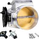 92MM Fuel Injection Throttle Body for GM Gen III LS1 LS2 LS3 LS6 LS7 SX LS LSX Intake Manifold with TPS Throttle Position Sensors 4 Bolt Aluminum - Drive by Cable(Silver)