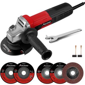 AVID POWER Angle Grinder 7.5-Amp 4-1/2 inch Electric Grinder Power Tools with Grinding Wheels, Cutting Wheels, Flap Disc and Auxiliary Handle for Cutting, Grinding, Polishing & Rust Removal - Dark Red