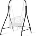 SUNCREAT Hammock Chair Stand, Heavy-Duty Steel Hammock Stand, 400 lbs Capacity, Adjustable Height, Dual-use Swing Stand for Outdoor Indoor, Hammock Chair not Included, Black