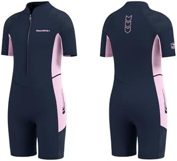 Seaskin Kids Wetsuit for Boys Girls Toddler, 2mm Front Zip Thermal Swimsuits Shorty Diving Suits, Size 6