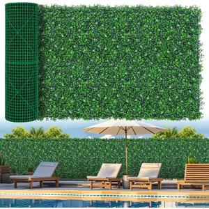 Grooy Artificial Boxwood Roll Panels with Flowers,40"x 120"(33.33 sq.ft) UV-Anti Faux Ivy Leaves Privacy Fence Screen Grass Wall Roll Panels for Indoor Home Decor and Outdoor Garden Backyard