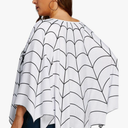 Women's Halloween Costumes Spider Web Poncho Shawl Cape Rave Party Cosplay Tops Blouse, One Size