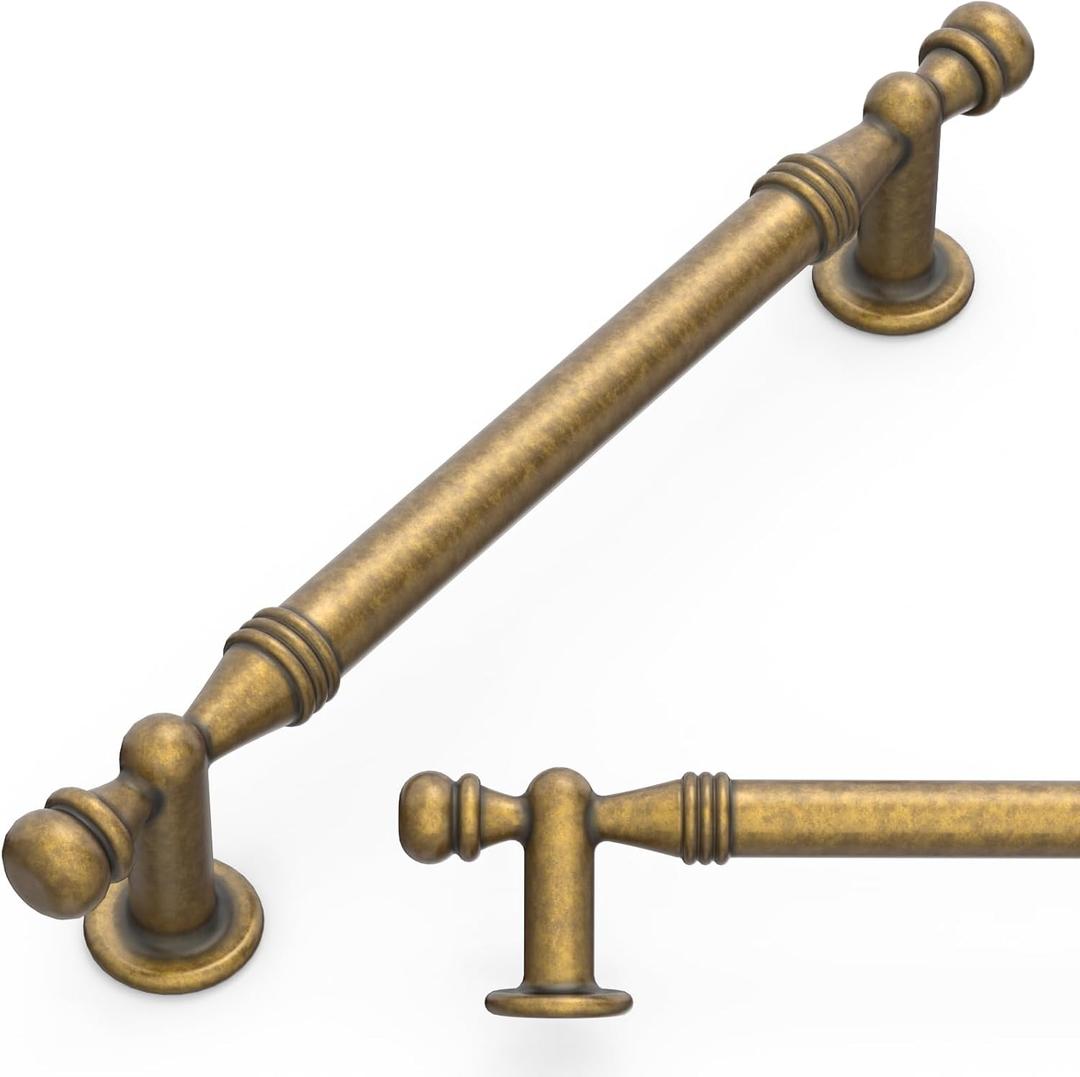 Amerdeco 10 Pack Antique Brass Cabinet Pulls 5 Inch(128mm) Hole Center Drawer Pulls Cabinet Hardware Kitchen Cabinet Handles for Bathroom ZH0083