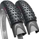 Fincci Pair 27.5 x 2.35 Bike Tire - Foldable Black 27.5 Mountain Bike Tires 60-584 Maori - 30 TPI - 27.5 Tires with Kevlar Bead for Enduro, MTB, Hybrid Bikes - Wheelset 27.5 inch for Man & Woman