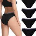 wirarpa Women's Bikini Panties No Panty Line Sexy Cotton Underwear 4/6 Pack (Black), 2XL