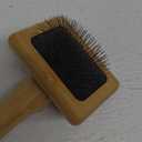 Macrame Slicker Comb with Hole Cushion Finely Polished Bamboo Cleaning Brush Sheepskin Wool Stainless Steel Pins Carding Rug Fur Brushes Long Prongs Pet (12x15.2x4.5cm)