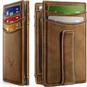 BULLIANT Magnetic Closure Slim Wallet-Genuine Leather Front Pocket Wallet for Men,RFID Blocking,Holds 12 Cards and Money Clip (Tiger Eye4654)