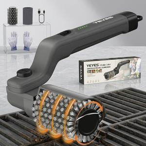 YEYES Electric Grill Brush for Outdoor Grill - 3-Speed Cordless Rechargeable Cleaner with 7-Angle Adjustable Head, Powerful Rotation BBQ Scrubber for Porcelain and Charcoal Grates (Charcoal Gray) x 2