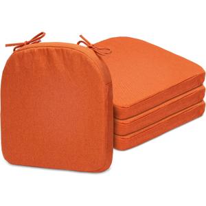 SQUARE MOON Chair Cushions for Dining Chairs, High Resilience Foam Dining Room Chair Pads, Kitchen Seat Cushions with Ties, Machine Washable, 17" x 16" x 2", 4/Pack, Orange