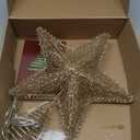 Christmas Tree Topper 10" Golden Glittered Star Tree Topper with 30 LED Lights Xmas Tree Topper Star for Xmas Decorations Ornaments Holiday Party Indoor Decor