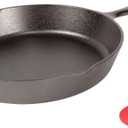 Lodge Seasoned Cast Iron Skillet - Quality Frying Pan for the Stove, Oven, Grill & Campfire - Includes Silicone Hot Handle Holder - Non-Toxic, Nonstick & Long-Lasting - 12 Inches