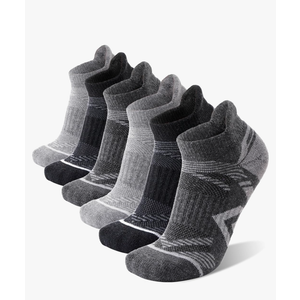 ANTSANG 6 Pairs Merino Wool Ankle Hiking Running Socks Compression Thick Cushion Breathable No Show Socks for Men Women L