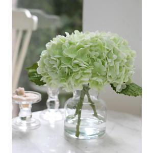 Real Touch Artificial Flowers Hydrangea in Vase for Home Decoration,Artificial Hydrangeas Centerpieces for Tables, Lifelike Fake Hydrangea in Vase for Bathroom, Office and Water Bar (Light Green)