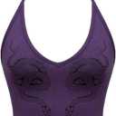 SHENHE Women's Y2k Halter Neck Snake Print Top Sleeveless Fitted Gothic Crop Cami Top (Purple)