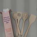 NonToxic Platinum Silicone Kitchen Utensil Set of 4 – NonScratch Cooking Spoon & Spatula, 100% Plastic Free, Stainless Steel Core, Heat Resistant 500°F, Beige