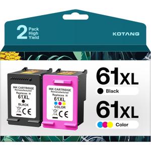 Remanufactured Ink Cartridge Replacement for HP 61XL Black Color Combo Pack for HP Envy 5530 4500 4502 5535 Officejet 4630 4635 Deskjet 3510 1010 1510 Printer (Black Tricolor, 2 Pack)