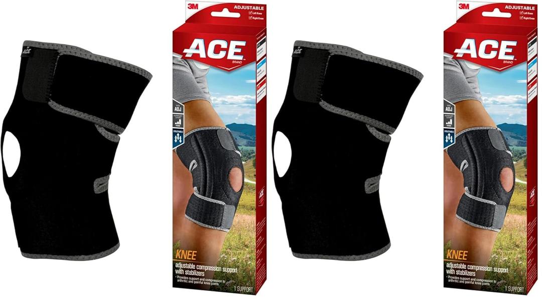 ACE Brand Adjustable Knee Brace with Side Stabilizers Provides Support & Compression to Arthritic and Painful Knee Joints