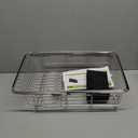 Dish Drying Rack in Sink, Expandable Stainless Steel Dish Drainers for Kitchen Counter, Dish Dryer Rack for Inside Sink, Over The Sink Dish Racks with Utensil Holder, Silver