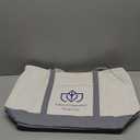 Large Canvas Tote Bag Heavy Duty Roomy Zipper Grocery Shopping Beach Bag Handbag - Beige/Gray 2pcs