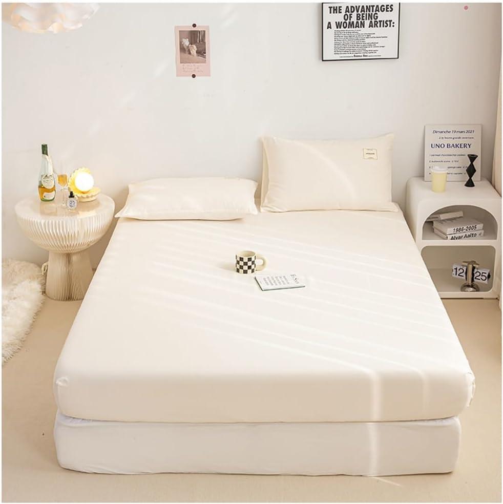 OBONG Luxury Fitted Bed Sheet 100% Cotton Premium Super Soft Adjustable Bedspread with No-Pop Off Elastic Bottom Sheets (Color : E, Size : California King)