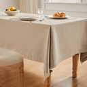 ZeeMart Basic Linen Textured Table Cloth, 60 x 84 Inch Natural, Farmhouse Style Beige Rectangle Tablecloth, Wrinkle Resistant Washable Heavy Weight TableCloths