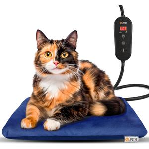 Outdoor Pet Heating Pad for Cats Dogs,Upgraded Electric Cat Dog Heating Pad 6 Levels Adjustable Temperature Dog Cat Heated Pad Mat with Timer,Waterproof Heated Cat Dog Bed Mat with Chew Resistant Cord (L: 28'' x 16'', NavyBlue)