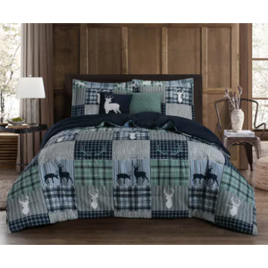 COLEMAN Lodge Patchwork Queen Size 5 Piece Comforter Set