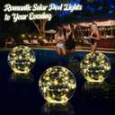 Floating Pool Lights, 15 Inch Warm White Solar Pool Light that Float, IP68 Waterproof Inflatable Light Up Pool Balls, Float or Hang Solar Floating Pool Lights for Pool Wedding Party Decor-1PC