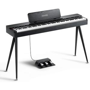 Donner OURA S100 Digital Piano with 88 Key Graded Hammer Weighted Keyboard for Beginner, Full Size Electric Piano Keyboard with Bluetooth, 3 Original Demos, LOCAL OFF, 210 W, Piano Three Pedal, Black