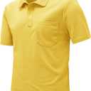 Rdruko Men's Polo Shirts Short Sleeve Quick Dry Outdoor Golf Sports Shirts with Pocket (XX-Large, 01 Yellow)