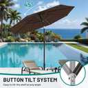 AreShark 9FT Patio Umbrella with Solar Lights, 32 Lighted Pool Umbrella w/Tilt and Crank, Outdoor Market Solar Umbrellas for Garden, Deck, Backyard, Pool and Beach, Brown