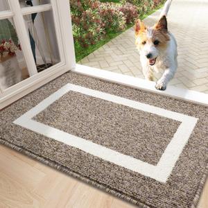 OLANLY Indoor Door Mat, 30x17, Non-Slip Absorbent Resist Dirt Entrance Mat, Washable Low-Profile Inside Entry Doormats for Entryway, Brown