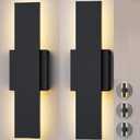 2 Pack 15.75 inch Modern LED Outdoor Wall Light, 3000K 4000K 5000K 10%-100% Dimmable Lights for Outside, IP65 Waterproof Exterior Long Wall Lights for House, Porch, Garage, Patio, Yard, Entrance Black