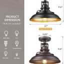 FEMILA 1-Light Semi Flush Mount Light Fixture, 12" Farmhouse Outdoor Ceiling Light for Hallway, Porch, Laundry, Foyer, Oil Rubbed Bronze Finish, 4FY15-F ORB