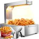 PYY French Fry Warmer - Commercial Food Heat Lamp 122F Free-Standing Warming Fry Dump Station Countertop Fries Commercial Food Warmer Light for Chips Churros Buffet Restaurant (10L)