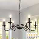 Depuley Farmhouse Chandelier for Dining Room: 6-Light Black Industrial Kitchen Island Pendant Light Fixture with 6 E12 Bulbs - Rustic Candle Chandeliers Vintage Modern Hanging Ceiling Lamp for Bedroom