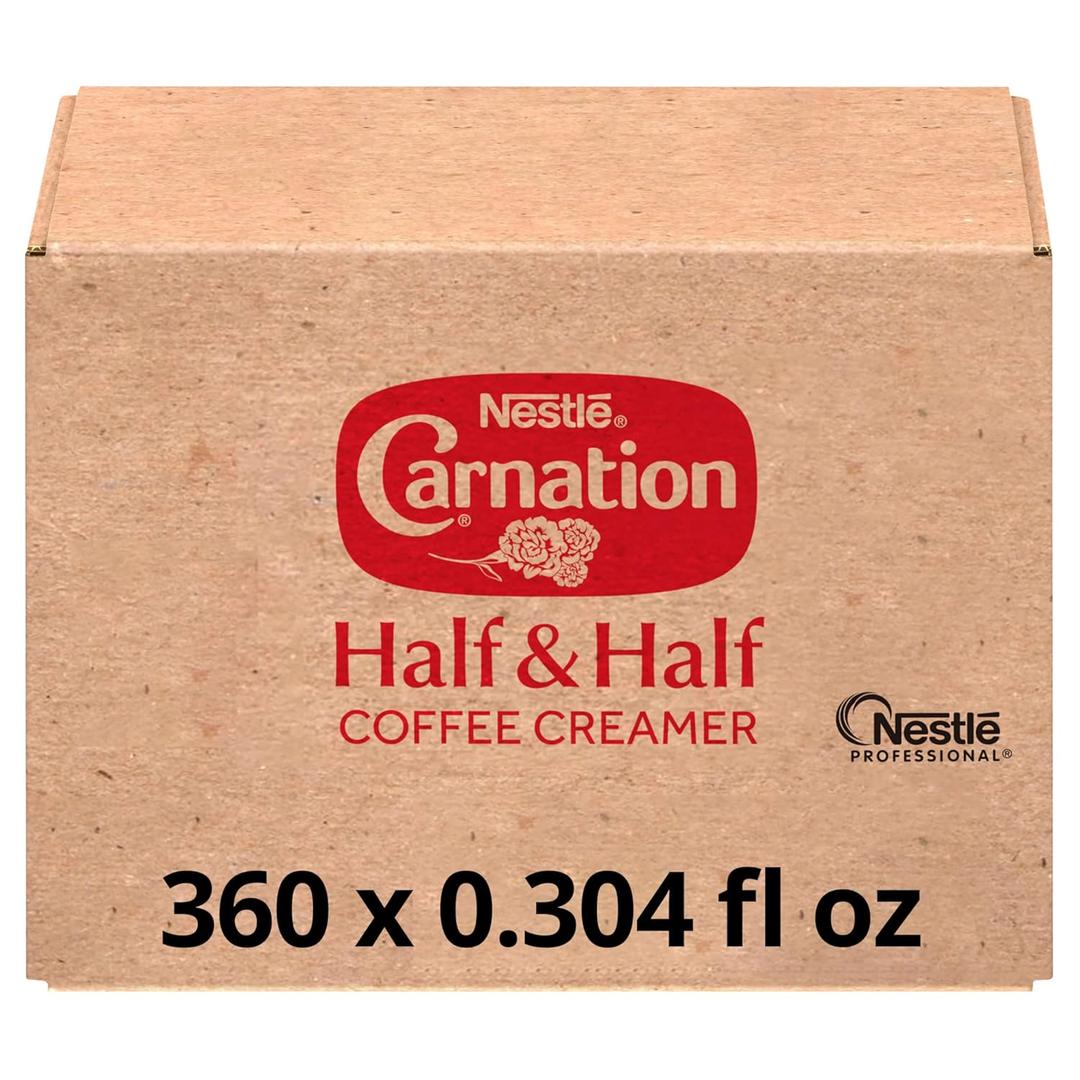 Nestle Carnation Coffee Creamer Half and Half, Made with Real Dairy, 0.304 fl oz Tubs (Pack of 360) (BBD: Oct 05,2025)