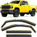 In-Channel Window Rain Guard For Chevy Silverado/GMC Sierra 2500HD 3500HD 2020-2026 Crew Cab Rain Guards Side Window Visors low profile Vent Visor Window Deflectors Vent Shade truck Accessories