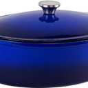 7 quart enameled oval dutch oven pot with lid - perfect for bread baking, Nonstick enamel CoatingTight-Sealing Pot for Bread Baking, Braising, Soups & Stews, Oven/Stovetop/Grill Safe, Blue