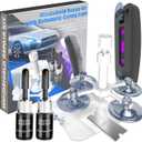 Windshield Repair Kit, 2 PCS Windshield Crack Repair Kit with Suction Cup Curing Light, Automotive Nano Fluid Vehicle Windscreen Tool, Glass Repair Kit for Chips and Cracks (Navy)