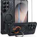 FNTCASE for Samsung Galaxy S26-Ultra Case: [360 Spin Magnetic Ring Kickstand] [Compatible for MagSafe] [Screen Protector] Heavy Duty Military Grade Protection Protective Stand Phone Case Translucent