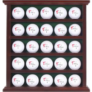 DisplayGifts Golf Gifts Golf Ball Display Case Wall Rack Cabinet, NO Door (Mahogany)