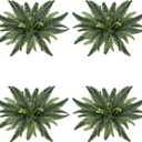 Coreland 32" Artificial Boston Ferns for Outdoors, Set of 4 Large Realistic Fake Fern Plants UV Resistant Bush Plants Faux Hanging Fern with 18 Branches for Porch Planter Patio Garden Home Decor