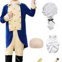 BesserBay 8 Pieces Boys Colonial Outfit 18th Century American Founding Fathers Uniform 10-12 Years