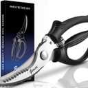 Heavy Duty Poultry Shears - Kitchen Scissors for Cutting Chicken, Poultry, Game, Meat - Chopping Vegetable - Spring Loaded (Black)